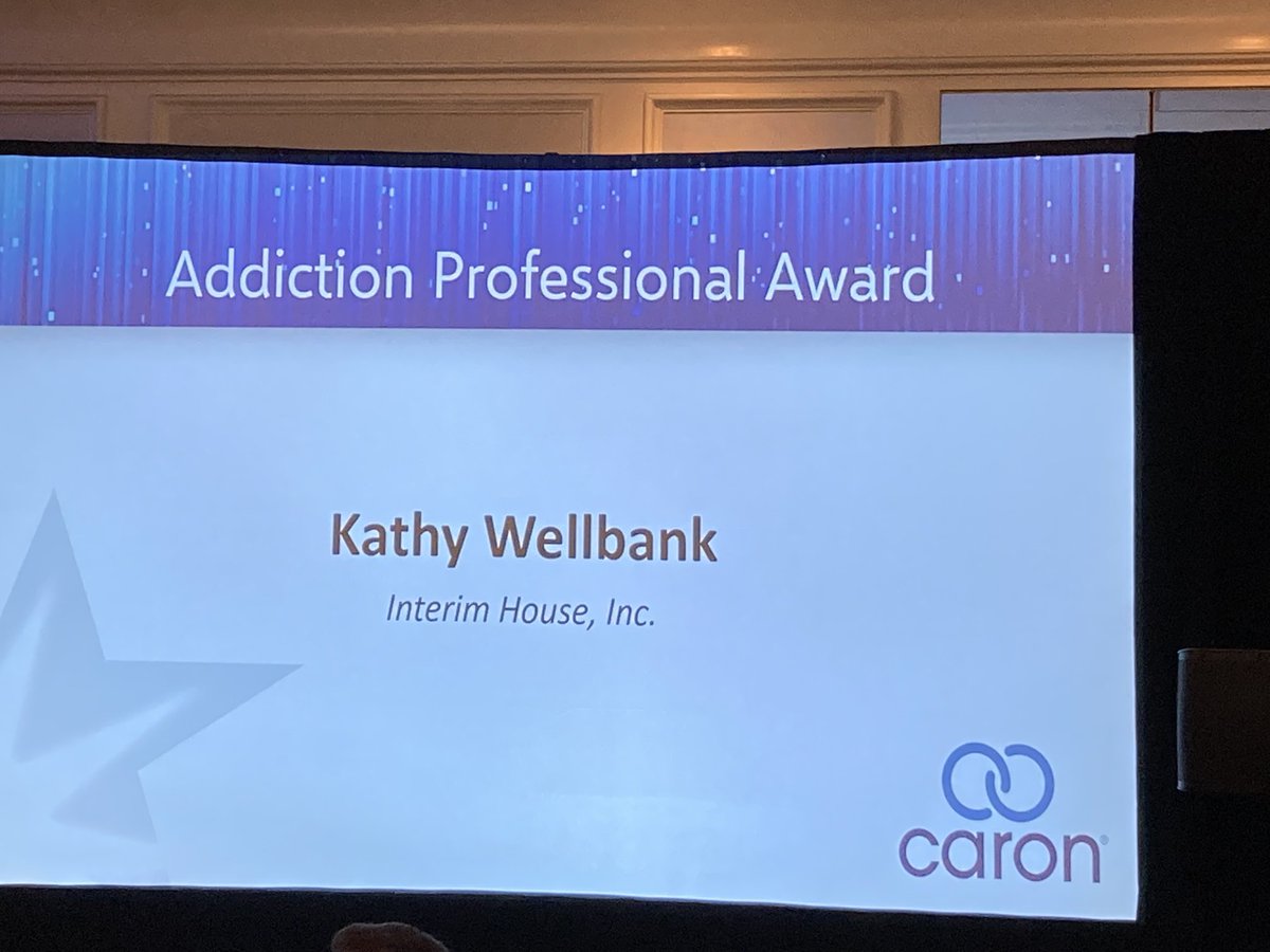 DrJudithGay's tweet photo. Congrats to Kathy Wellbank on receiving the ⁦@CaronTreatment⁩ Addiction Professional Award. Her creative &amp; caring leadership of Interim House is exceptional. https://t.co/ydoAXc52gc