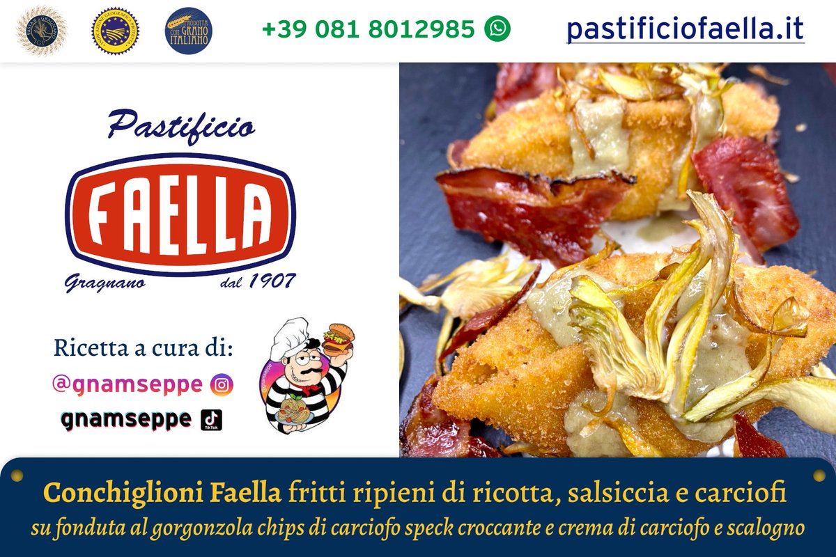 Puoi acquistare la #PastaDiGragnanoIGP sul nostro sito web: pastificiofaella.it

Foto a cura del nostro amico @gnamseppe

Conchiglioni fritti carciofi, salsiccia e ricotta.
Trovi la videoricetta qui: bit.ly/3xhp8sT

#pastadigragnano #cucinaitaliana #food #cucina