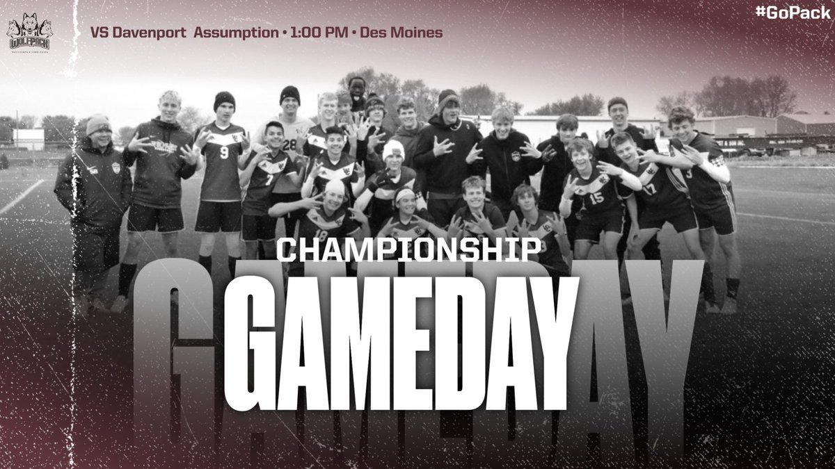 It's Championship Saturday Wolfpack fans! <a href="/wcboyssoccer1/">Western Christian Boys Soccer</a> takes the field to play for the 1A Championship! <a href="/TheWCWolfpack/">Western Christian</a>
⏰️1:00-Western Christian vs Assumption-Field 6
🎟: iahsaa.org/tickets/
🎥: ihssn.com  pic.x.com/LsWw5rS19v