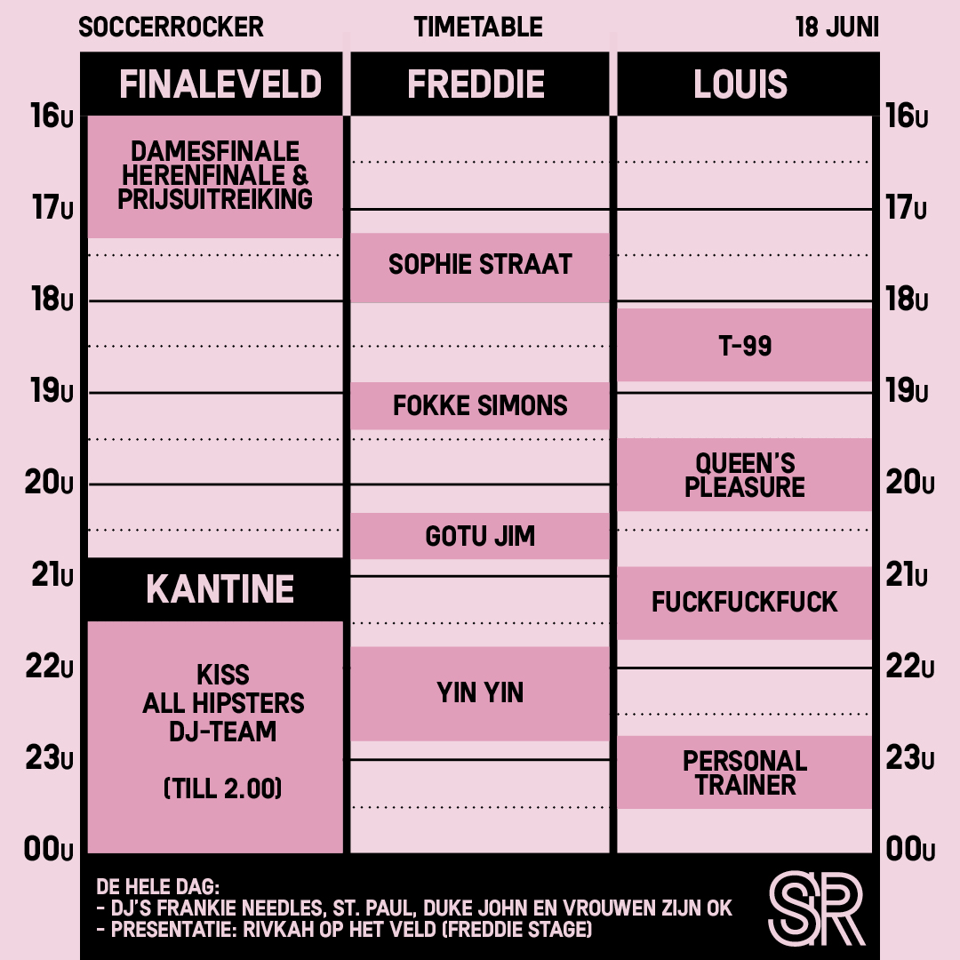 >> TIMETABLE TIME >> 18.06.22
De laatste kaarten voor <a href="/soccerrockerNL/">soccerrockerfestival</a> en de timetable vind je op onze site >>> 2022.soccerrocker.nl <a href="/csvDVVA/">csvDVVA</a>