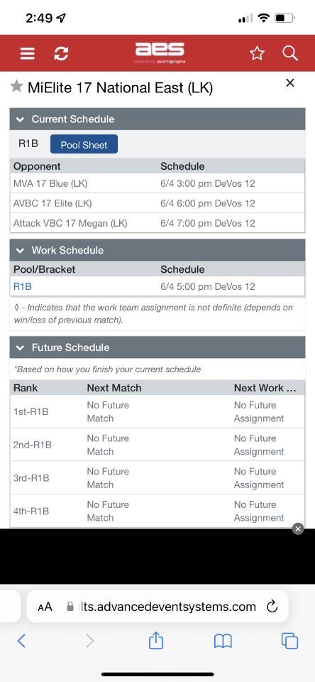 Schedule for States in GR! We play at 3, 6, and 7.