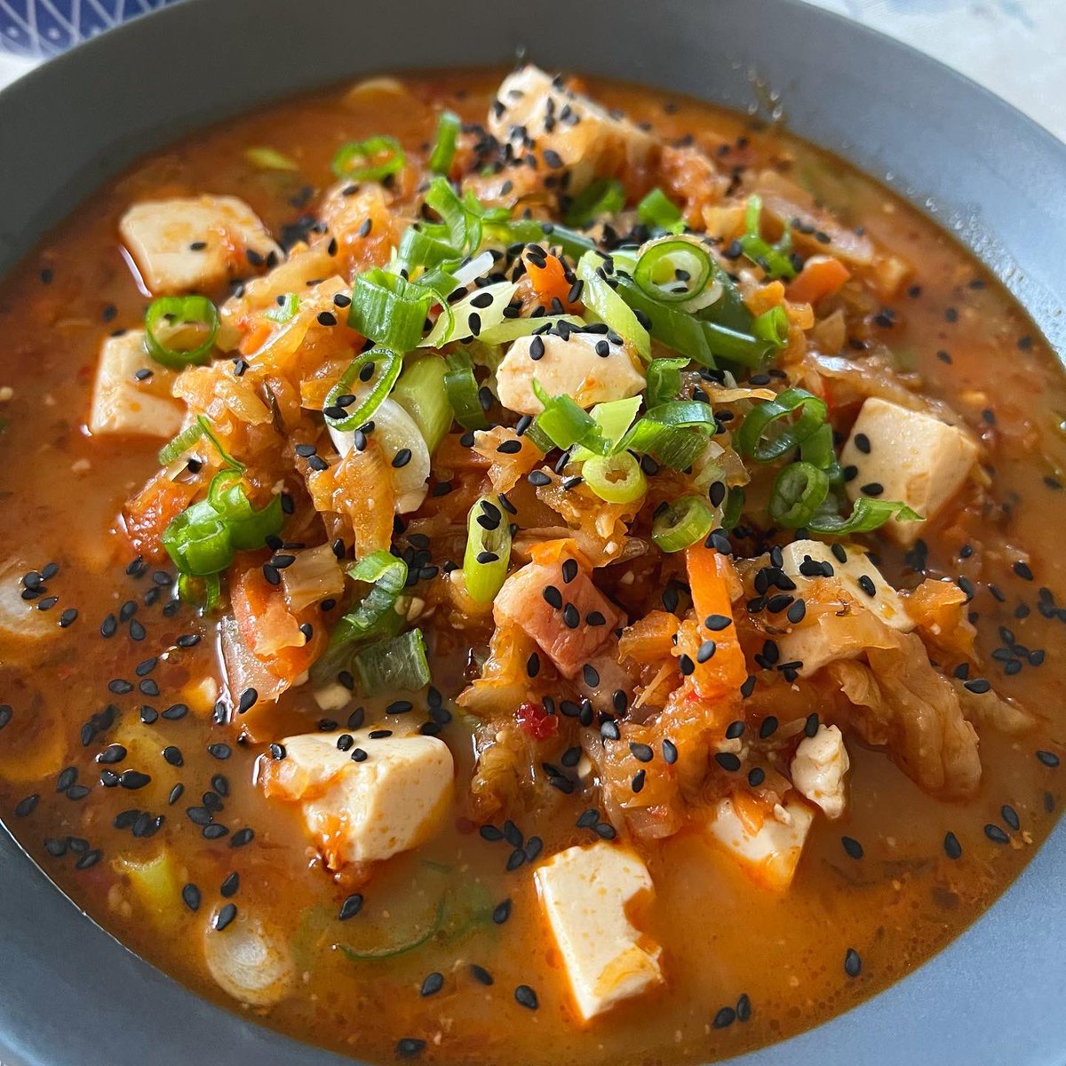 Made kimchi jjigae for the first time and omg 😭😭❤️