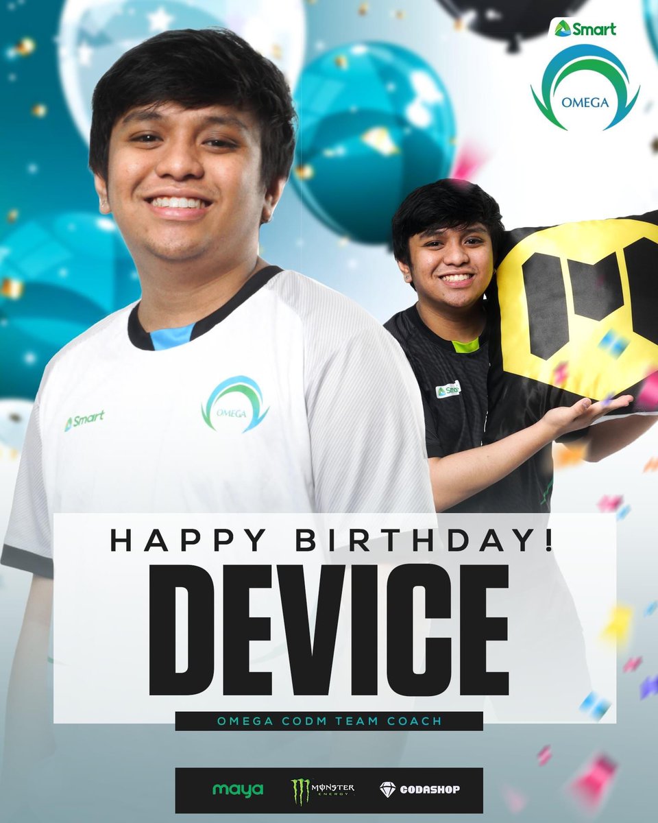 OmegaEsportsPH's tweet photo. Happy Birthday to our CODM team's Coach and sometimes, their clown, Coach Dev1ce! 💚💙

More fast food and more blessing to come, Coach Device! 🍟🍔🍟

#OneShotOmega #SmartAko #SmartOMG #OMGCODM #KapagTopUpCodaShop #MAYA #UnleashTheBeast https://t.co/qBI1a57mq9