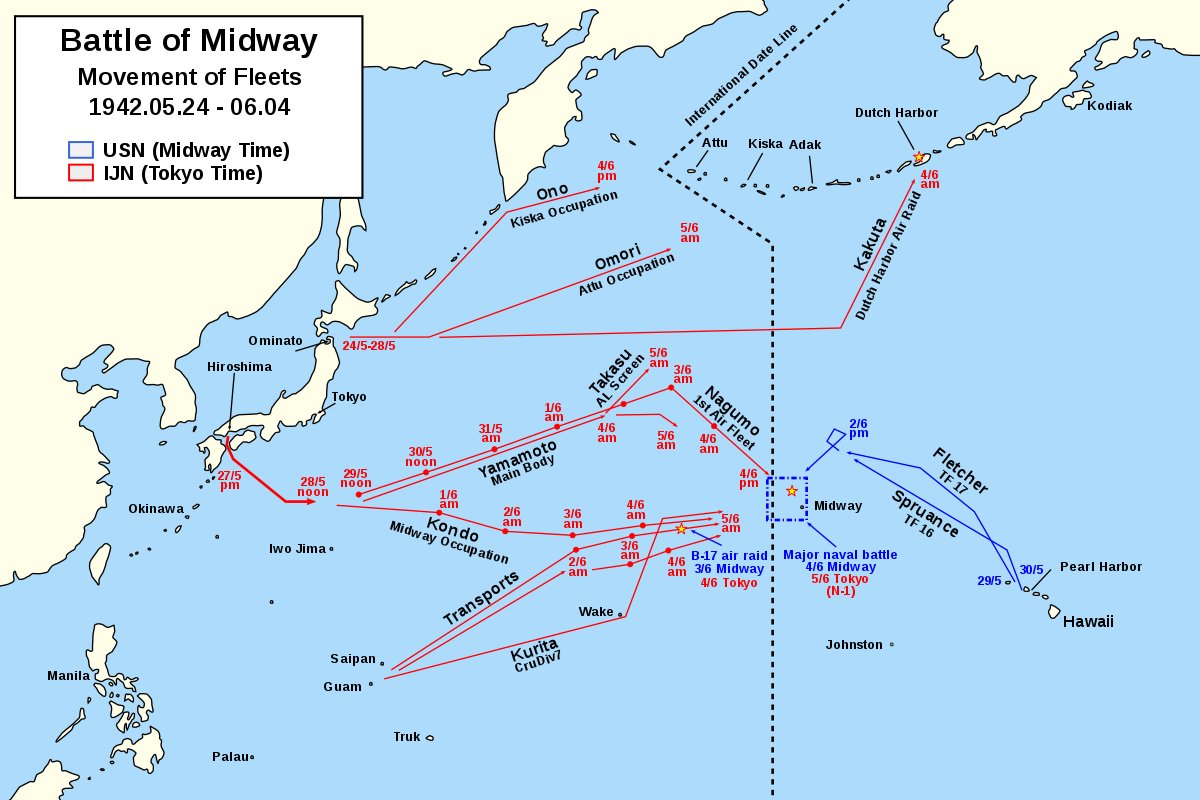 USAS_WW1's tweet photo. #Midway #BattleOfMidway #WW2 #OTD June 4-7, 1942: the Pacific War's turning point. Japan's fast strike force had four Pearl Harbor veterans: Kaga. Akagi, Hiryū and Sōryū, 248 planes, the mighty battleships Haruna and Kirishima vs. three American carriers. https://t.co/rihhy0K4uA