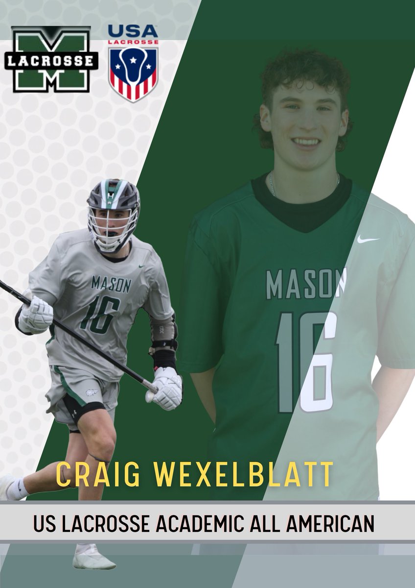 Mason Boys Lacrosse (@masonlacrosse) on Twitter photo Congratulations to <a href="/CraigWexelblatt/">Craig Wexelblatt</a> (LSM) for earning Academic All American for the 2022 Season!! Congratulations to <a href="/CraigWexelblatt/">Craig Wexelblatt</a> (LSM) for earning Academic All American for the 2022 Season!!