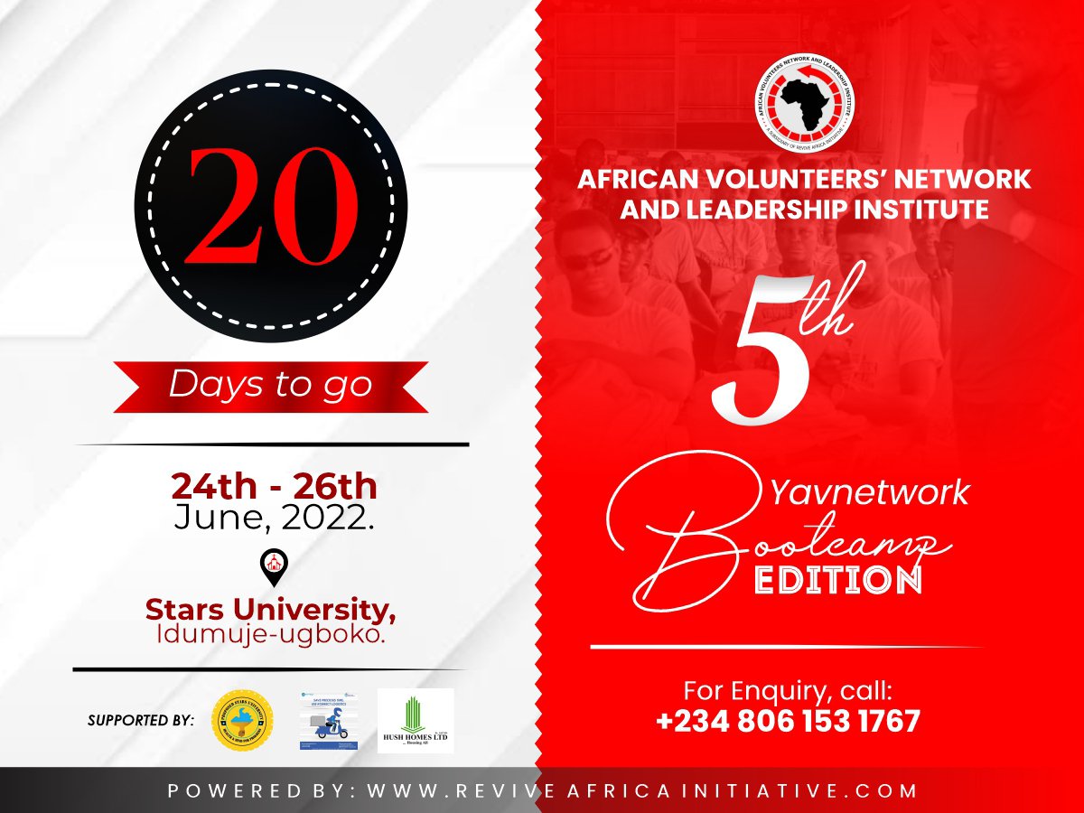 YAVNETWORK's tweet image. We are ready to host the 5th bootcamp edition of #YAVNETORK 

Our bootcamp has remained the single biggest indigenous platform for capacity Development in Africa for SDG volunteers and change makers.