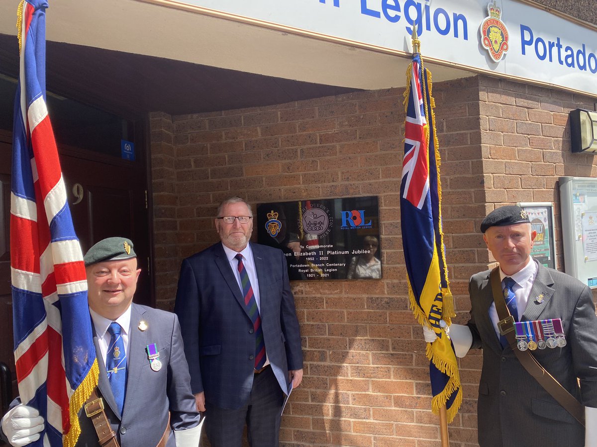 BeattieDoug's tweet photo. Lovely jubilee even &amp; plaque unveiling at the Portadown RBL. 

Well done all those involved. #platinumjubilee2022 https://t.co/sH35qXtR07