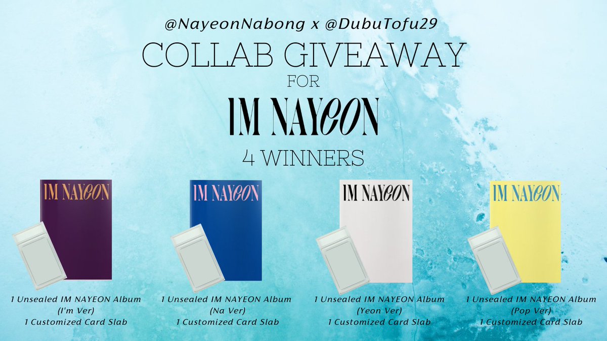 NayeonNabong's tweet photo. ‼️SURPRISE‼️

Collab GA with @DubuTofu29 for Nayeon's Solo 💙🤍

Rules:
- Follow me and @DubuTofu29
- Like &amp; Retweet
- Reply &amp; drop your fave Nayeon or DaYeon (Dahyun &amp; Nayeon) pic below with the tags

#IM_NAYEON 
#Nayeon #ImNayeon #나연 #TWICE
#IMNAYEON1stMiniAlbum 
@JYPETWICE https://t.co/lTx5HyMLCu