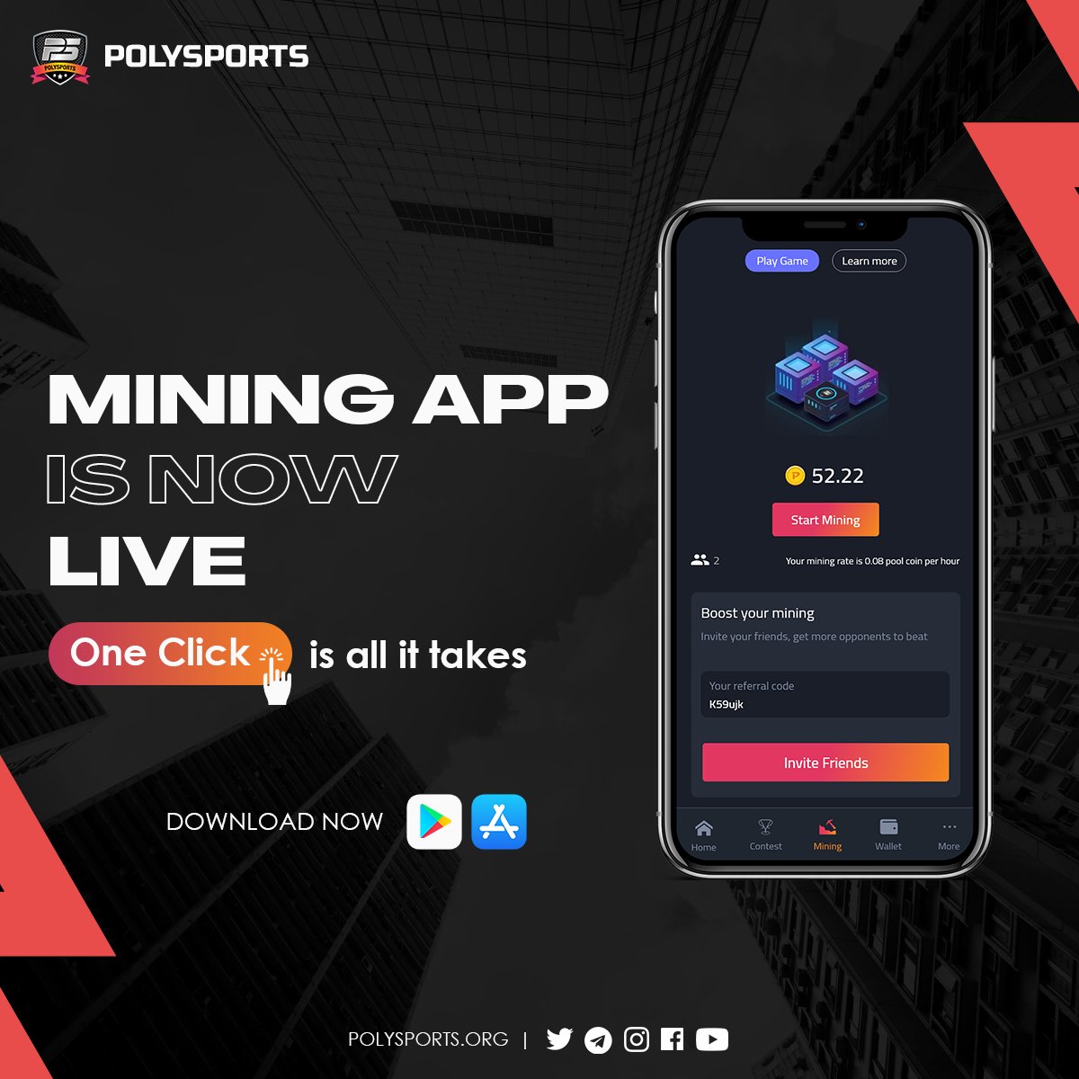 The countdown is OVER!🤩 Our #Mining App is NOW LIVE📱 You are just 1 Click  away from mining the No.1 Sports Token & Earn multiple Benefits🚀 Download  Now! Android 👉🏻 https://t.co/4G39nWJNt3 IOS