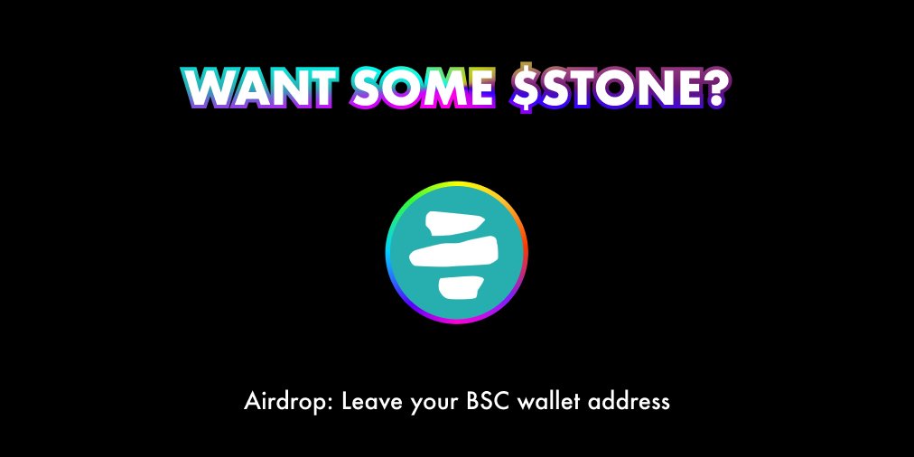$STONE Token will launch on 6 JUN 2022, 20:00(UTC+8) !

Follow, RT + ❤️ on the pinned tweet, leave your BSC wallet address. Any interaction will be considered as participation. Random addresses will be selected to receive the $STONE #Airdrop.

#NFTs #NFTCommunity #Airdrop #BSC