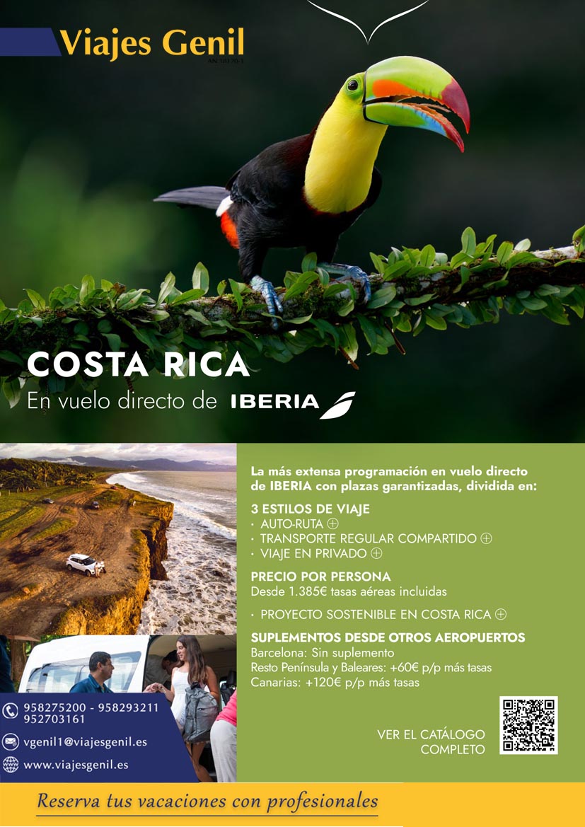📢Con <a href="/Iberia/">Iberia</a>  y vuelo directo 🛩️:  COSTA RICA, un paraíso que no puedes dejar de visitar 🎉

Amplía la información sobre esta oferta y muchas más llamándonos:
👇
☎️958275200-952703161

#costarica #viajesgenil #ganasdeviajar #viajaresunplacer #verano2022
