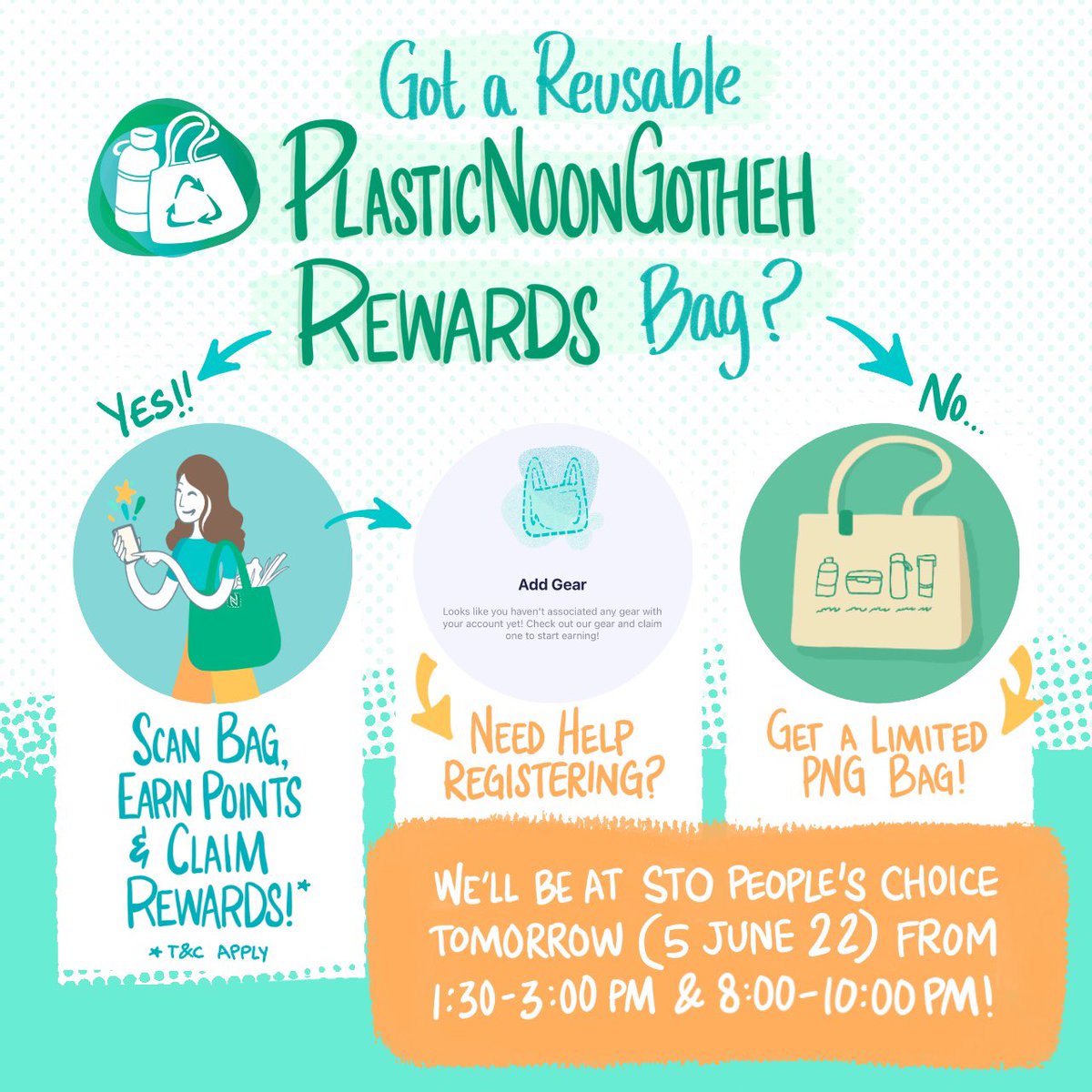 We’re having a pop-up tmro for #PlasticNoonGotheh Rewards! Please visit if you need help registering bag or to get limited PNG bags!

It’s the last month of the pilot, so don’t forget to scan bag, earn points and claim rewards!

<a href="/UNDPMaldives/">UNDP Maldives</a> 
@stopc_mv 
<a href="/Dhiraagu/">Dhiraagu</a>
<a href="/EhenGotheh/">Plastic Noon Gotheh</a>