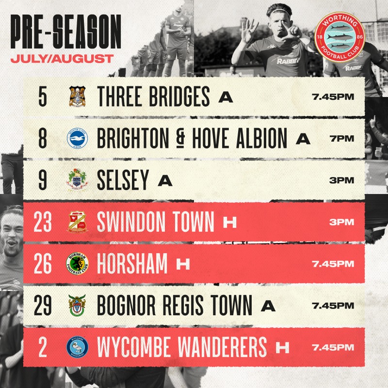 WorthingFC's tweet photo. 📆 Diaries at the ready ✍🏻

Pre-season 2022/23 confirmed ✅
