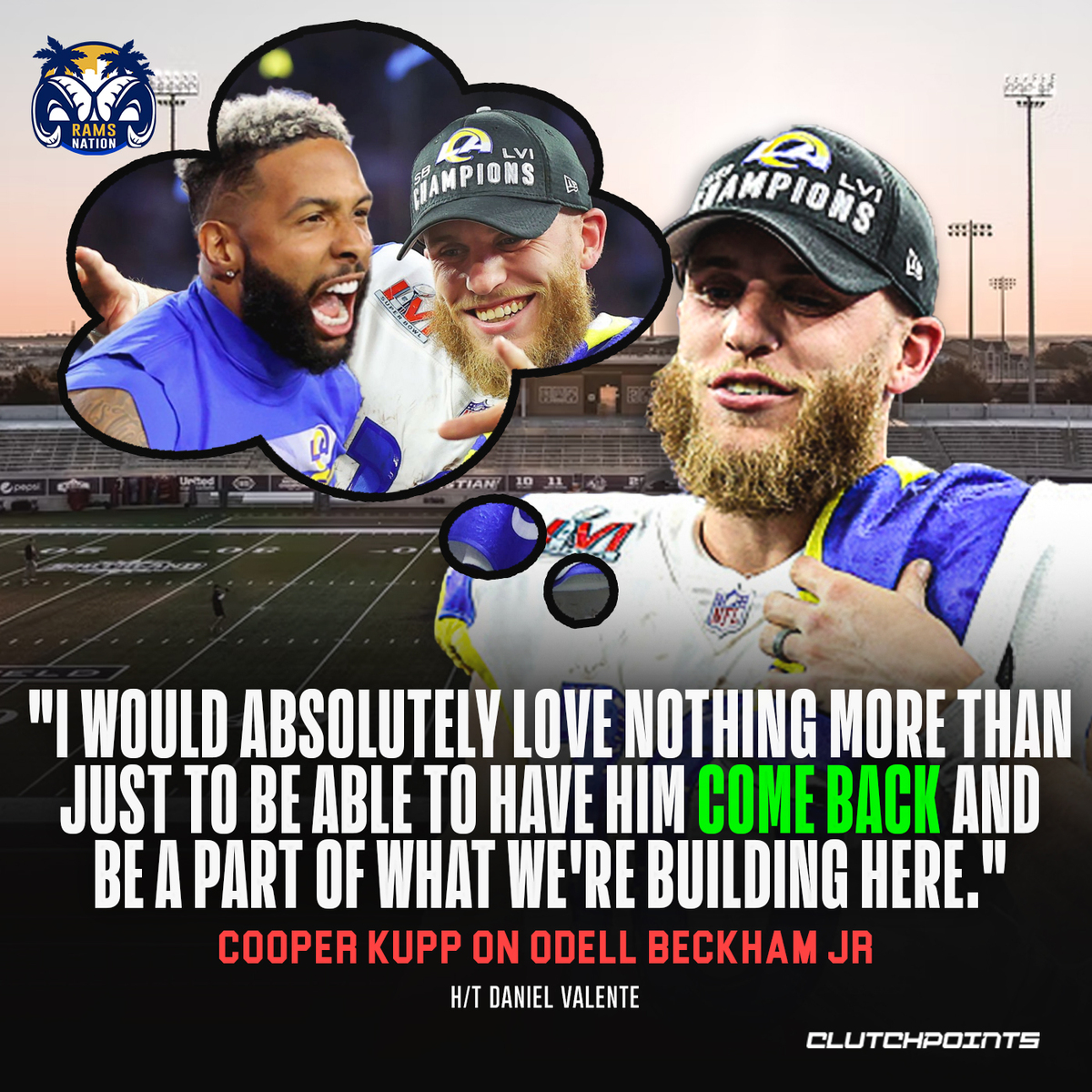 RamsNationCP's tweet photo. Odell Beckham Jr back with the rams?
Yes please 😤 https://t.co/Daa4tGU7VS