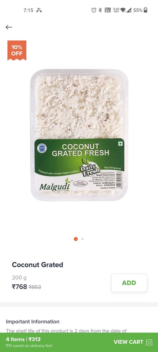 rajeesh89's tweet photo. @swiggy_in are you serious?? 200gms grated is Rs.768??? Wow!! @SwiggyCares @SwiggyInstamart https://t.co/VhFvM85a8q