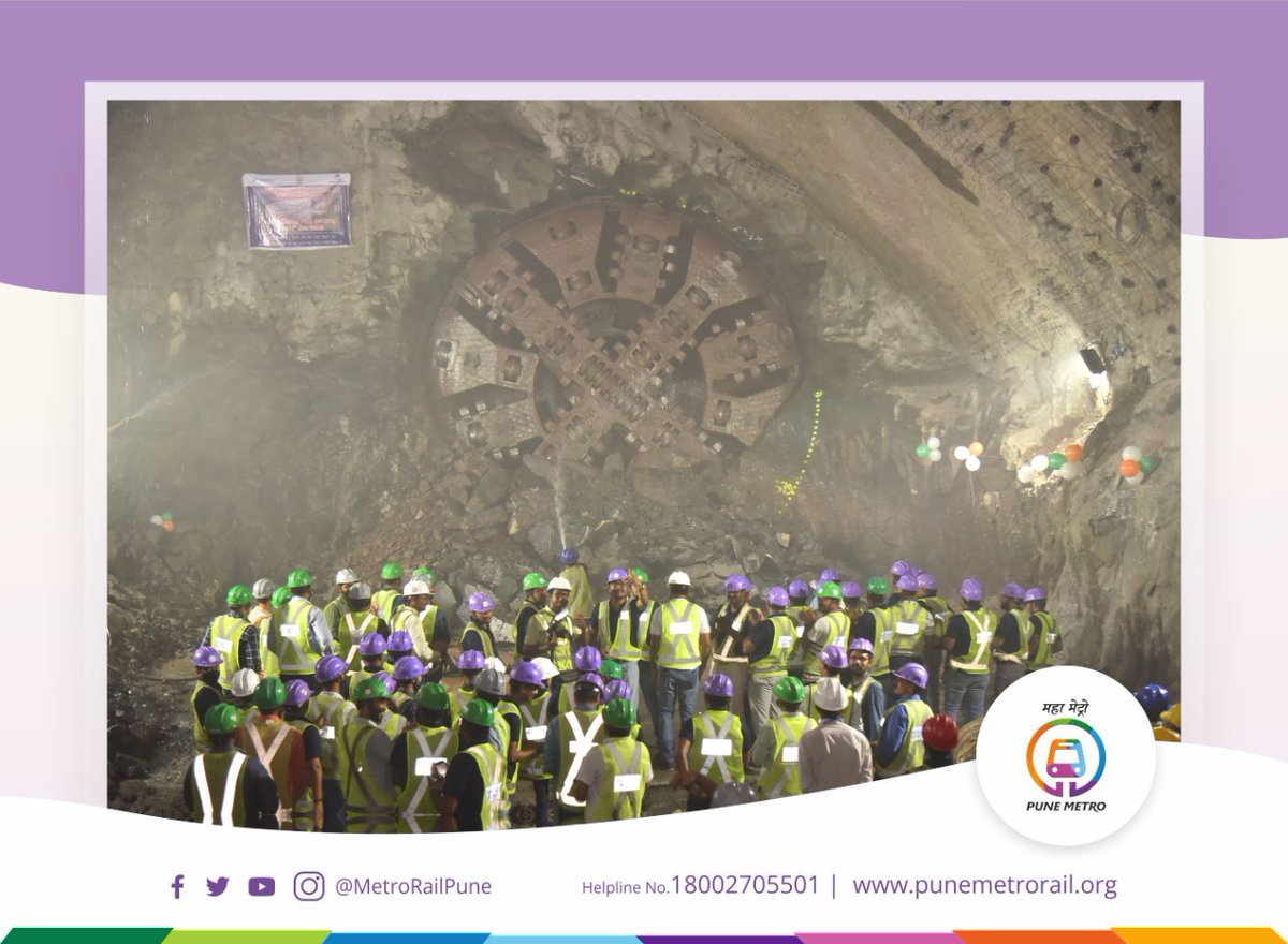 metrorailpune's tweet photo. ✨#पुणेमेट्रो च्या यशामध्ये आणखी एक भर✨
- स्वारगेट येथून बोगदा तयार करत मूळा-२ टीबीएम बुधवार पेठ स्थानकात पोहोचले आहे. 
ह्याचसोबत पुणेमेट्रो ने भुयारी मार्गासाठी संपूर्ण 12 किमी बोगद्याचे काम पूर्ण केले आहे.

#AaliApliMetro https://t.co/Z0d0SJuDs2
