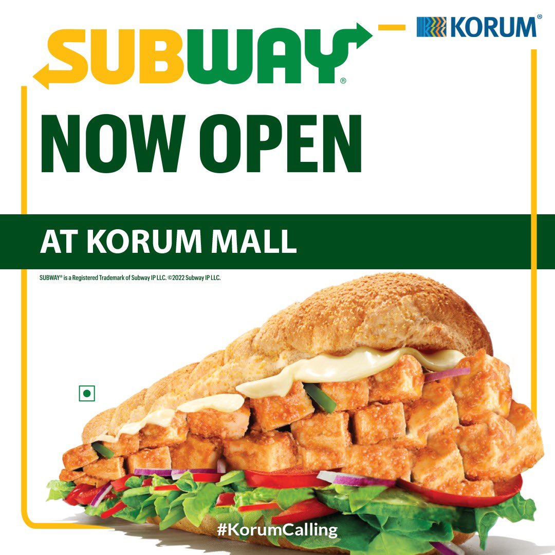 Korum Mall (@korummall) on Twitter photo We are very much excited to announce,
one of the best Sandwich places is opening today with Us ๐๐๐ฅฐ๐ฅฐ
stayed tuned with us to know more and get exciting offers โค๏ธโค๏ธ<a href="/SUBWAY/">Subwayยฎ</a>
#KorumCalling #korum #KorumMall #sandwiches #sandwich #food #foodie #foodstagram #yummy #foodblogger We are very much excited to announce,
one of the best Sandwich places is opening today with Us ๐๐๐ฅฐ๐ฅฐ
stayed tuned with us to know more and get exciting offers โค๏ธโค๏ธ<a href="/SUBWAY/">Subwayยฎ</a>
#KorumCalling #korum #KorumMall #sandwiches #sandwich #food #foodie #foodstagram #yummy #foodblogger