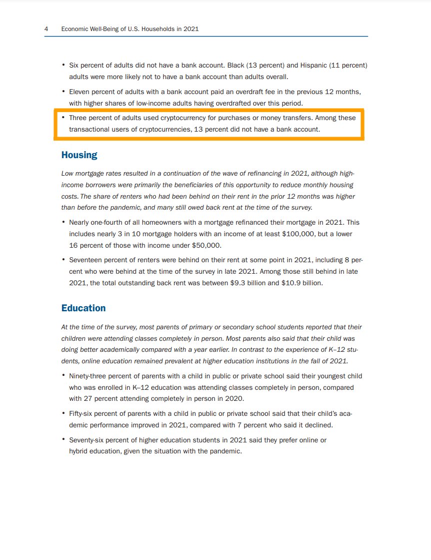 6 million Americans said they used #bitcoin and crypto as a payment method last year.

40 million Americans said they used #bitcoin and crypto as an investment last year.

New report by the Federal Reserve: federalreserve.gov/publications/f…