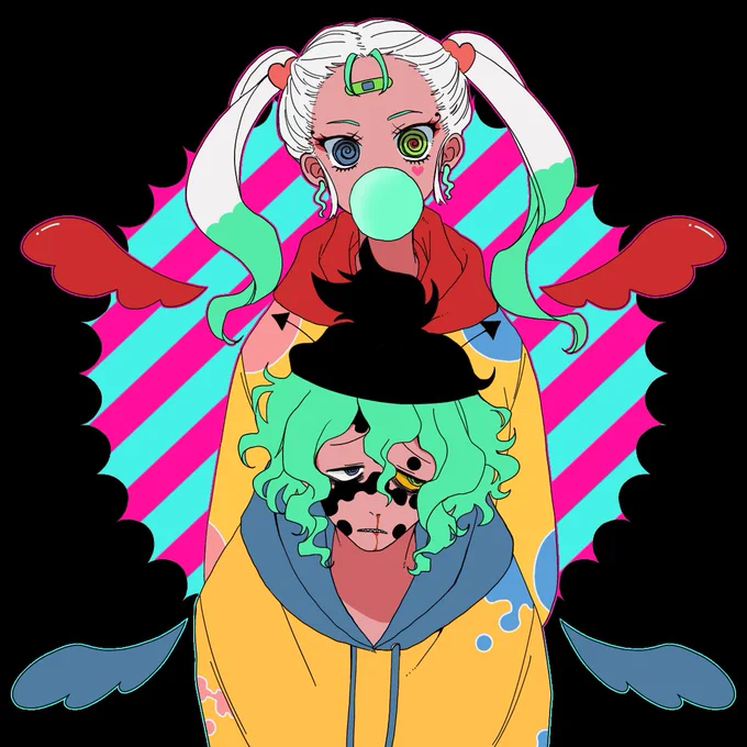 #いいねしてくれた人の画像欄覗いて素敵絵を私の絵柄で書いてもいいですか蒲焼さん()のイケイケ謝描かせていただきました!迷って迷って2人とも描きました…!本当に可愛い!!センス!!! 