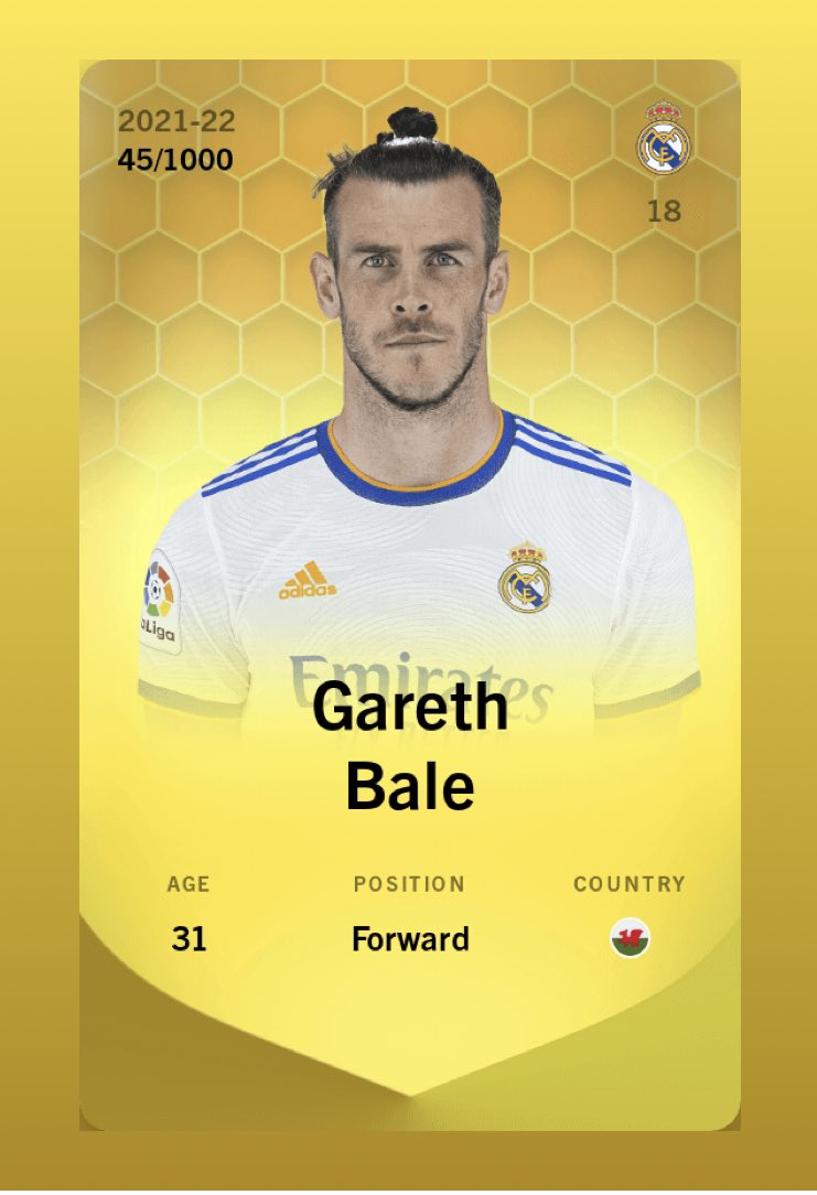 If Wales qualify for the World Cup tomorrow, I’ll give away this Gareth Bale #Sorare card to somebody who:

- Retweets this Tweet
- Follows me 
- Comments your 🏴󠁧󠁢󠁷󠁬󠁳󠁿 vs 🇺🇦 score predictions

Pob Lwc! (Good luck in Welsh) 🏴󠁧󠁢󠁷󠁬󠁳󠁿