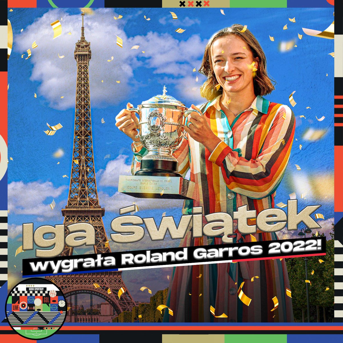 Sportowy_Kanal's tweet photo. Iga Świątek wygrała Roland Garros 2022! 🏆🇫🇷 https://t.co/WJfL3jKtAx