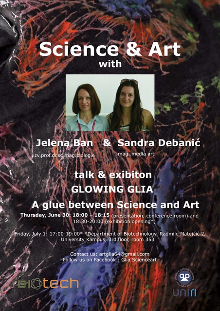 MuniticLab's tweet photo. ❗️SAVE THE DATE
We are happy to announce an interesting exhibition within our symposium! Check out for more info: https://t.co/JRqWsVRRZq 
Jelena and Sandra will talk about how the art installation "Glia - Forgotten Nerve Cells on Canvas" was created! 🧫🔬🎨
#uniri #hrzz #glia https://t.co/T6McITdaus