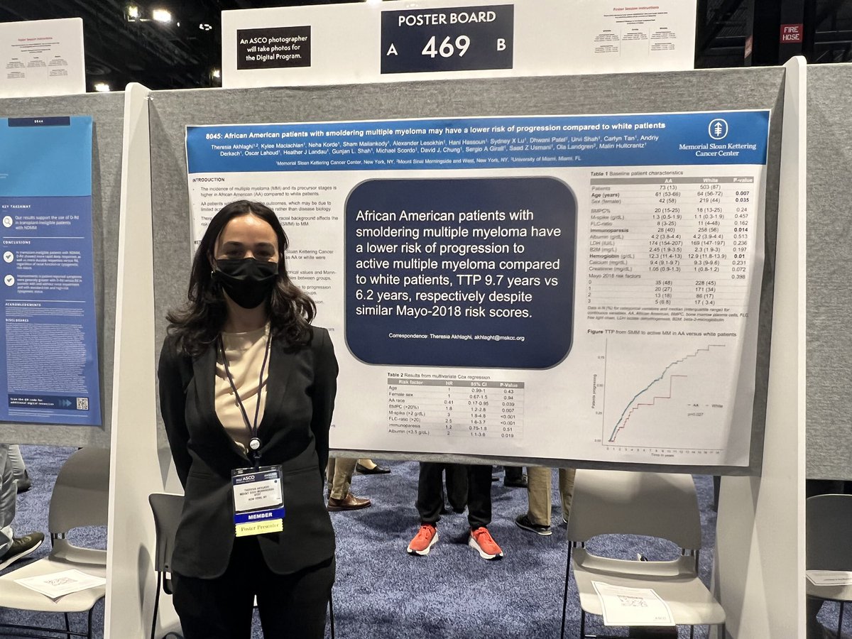 Still 1 hour left to come by and discuss #racialdisparities in #MultipleMyeloma at #ASCO22. Come by poster board 469! #mmsm