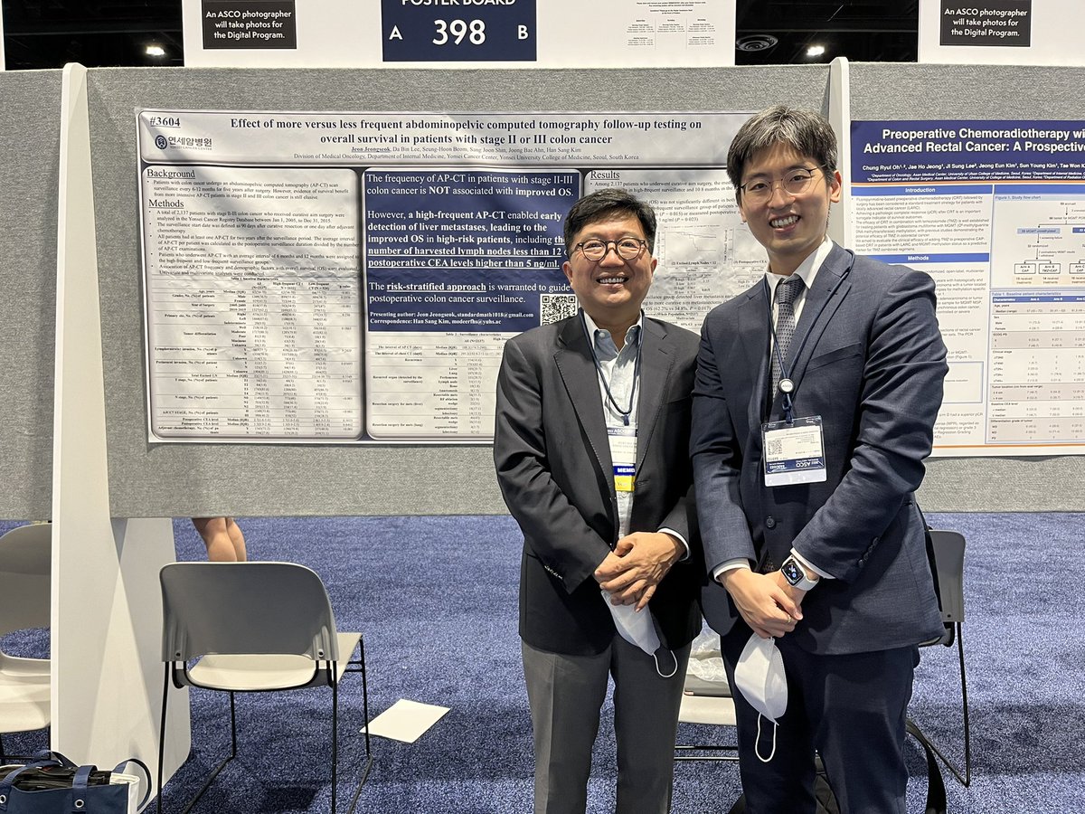 It’s an honor to be part of ASCO2022.
Yonsei Cancer Center has a platform for large-scale patient data analysis. Please contact me for collaboration in colorectal cancer!
#Yonsei #ASCO22 #BigDataAnalysis #CDM #ColonCancer #RectalCancer