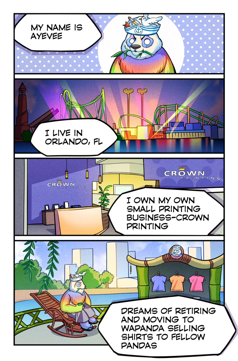 Wanna Panda #204

If you need a printing service, don't forget CROWN PRINTING from Orlando. 

More bios: wannapanda.com/biography 
#NFTs #Comics #Bio #Florida