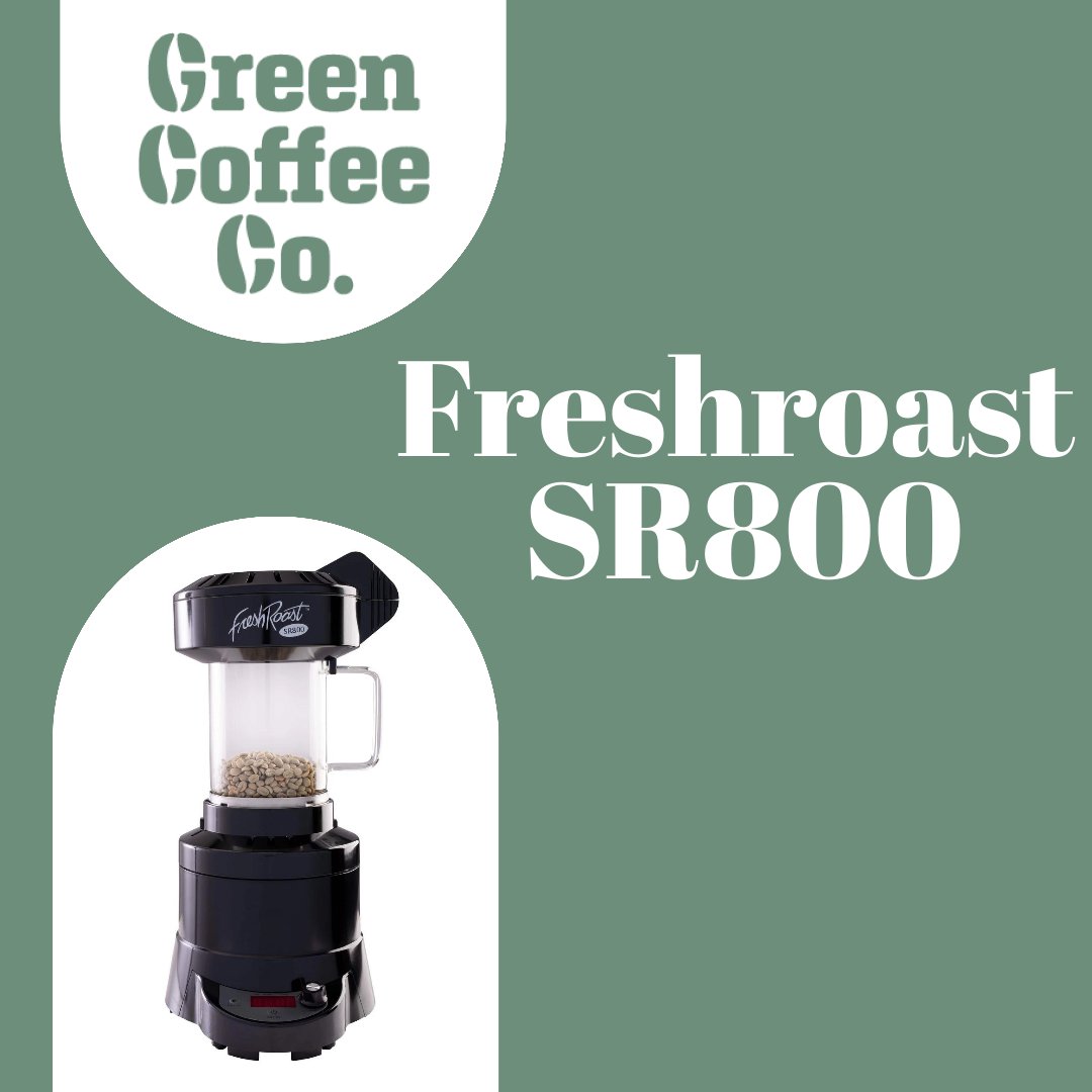 | FRESHROAST SR800 | This at home coffee roaster is user friendly and can roast up to 1/2 a pound of green beans per batch. Customize your coffee by roasting your beans just the way you like them!
#ownyourroast #greencoffeeco
