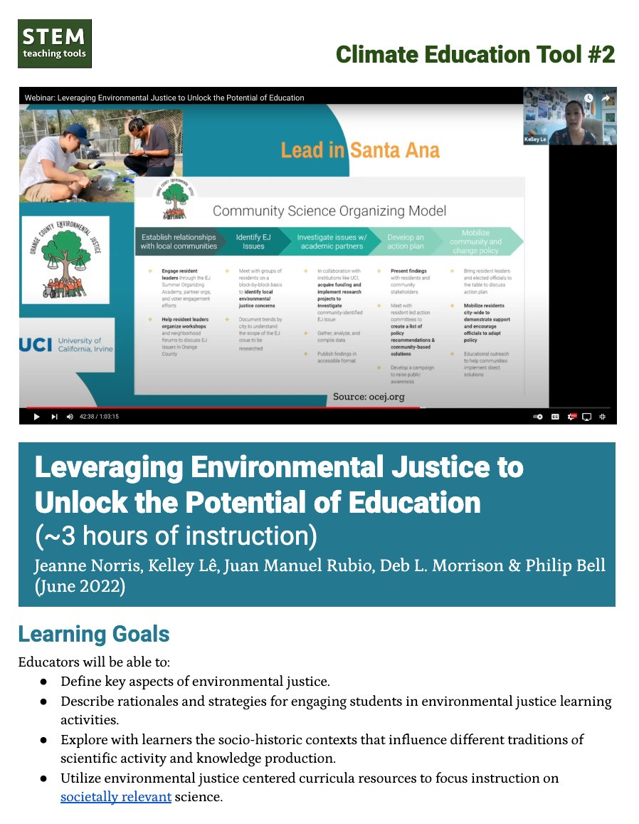 Philip Bell (@philiplbell) on Twitter photo PLS RT ⚡️NEW <a href="/ClimateEdTools/">The Climate Teacher Education Collaborative</a>⚡️
We are developing OER #TeacherEd lesson plans for our recorded webinars on how to teach about the #ClimateCrisis. This ~3hr lesson on @DrKelleyLe & <a href="/historianrubio/">Juan Manuel Rubio</a>'s 🔥 #SciEd work focuses on teaching #EnvironmentalJustice.
stemteachingtools.org/link/ClimateEd… PLS RT ⚡️NEW <a href="/ClimateEdTools/">The Climate Teacher Education Collaborative</a>⚡️
We are developing OER #TeacherEd lesson plans for our recorded webinars on how to teach about the #ClimateCrisis. This ~3hr lesson on @DrKelleyLe & <a href="/historianrubio/">Juan Manuel Rubio</a>'s 🔥 #SciEd work focuses on teaching #EnvironmentalJustice.
stemteachingtools.org/link/ClimateEd…