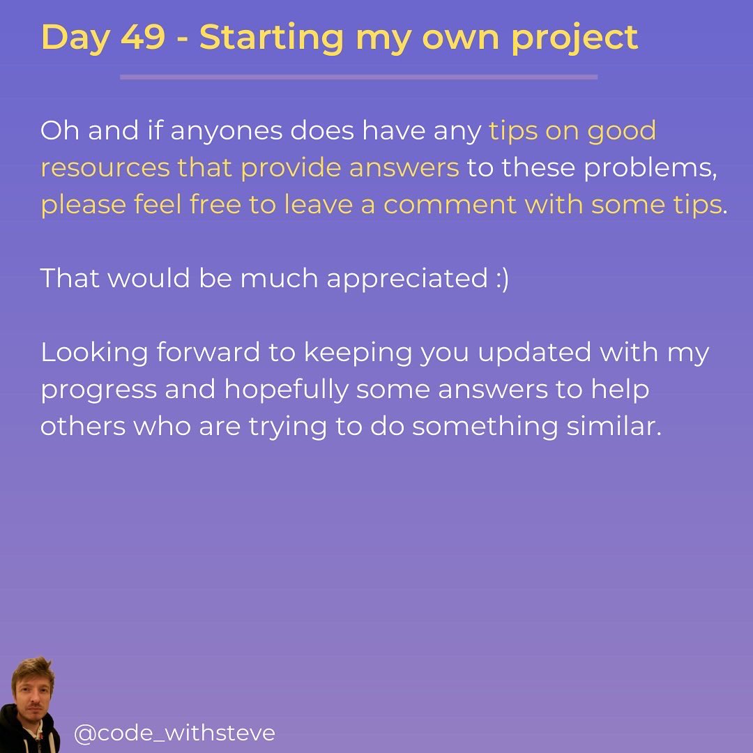 code_withsteve's tweet image. Hello friends 👋 So it’s day 49 of #100daysofcode 🙂 Time to leave the class room behind and branch out on my own for a while. Any tips?
.
🏷
#webdevelopment #softwareengineer #technology #coding #stem #softwaredeveloper #programmer #codingtips #frontend #backend #learntocode