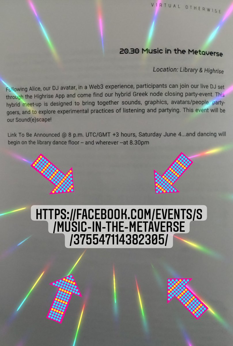 Join us online for our closing party in 2 hours! #VirtualOtherwise22 #GreekNode facebook.com/events/s/music…