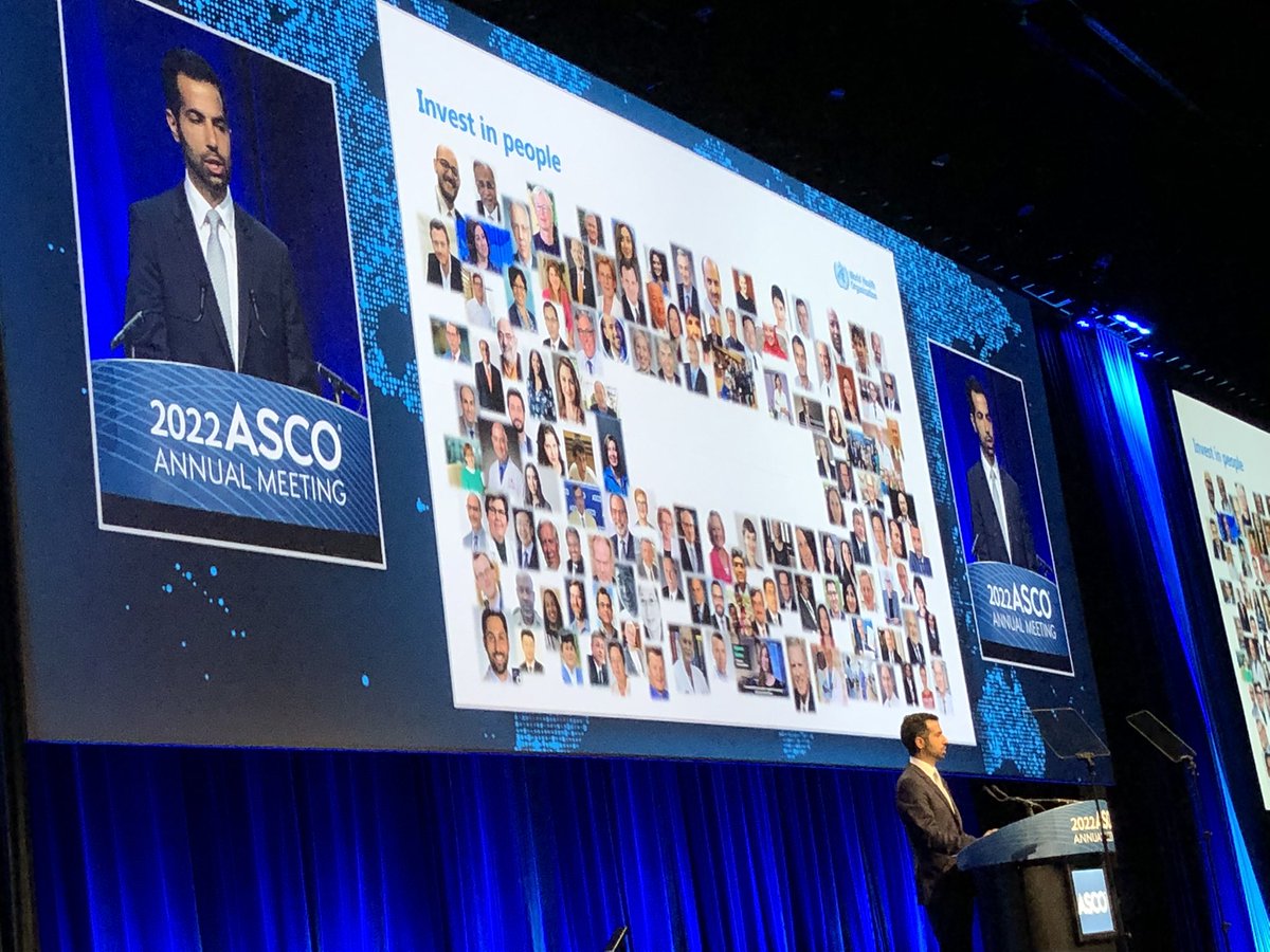 Dr. Andre Ilbawi, #Cancer Control Officer @WHO provides an amazing overview of what we can do to improve #cancerequity - some low-hanging fruit. This slide tho… “Invest in People”. BOOM!! Not rocket science y’all #ASCO22