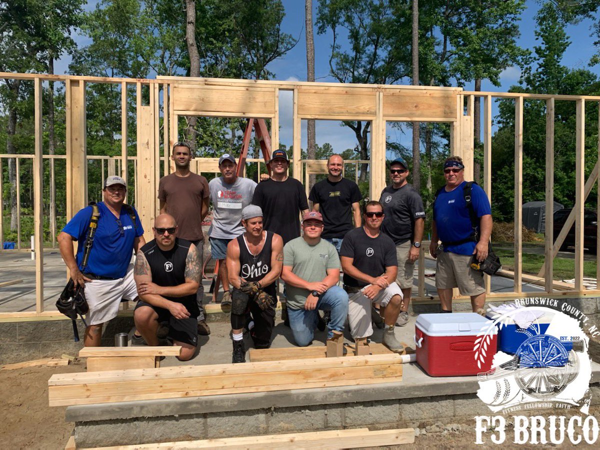 Great turnout at the Habitat For Humanity project in Shallotte this morning! Thanks to all the men who showed up to SERVE in our county this morning! Thunderclaps to Jazzy Jeff for setting up and heading this serve event! Motivated!

#F3Southport #F3Leland #F3Shallotte #F3BruCo