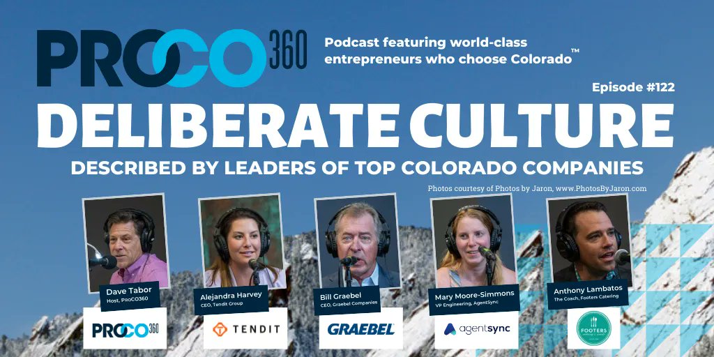 “THIS EPISODE IS EVEN RICHER IN CONTENT THAN I’D HOPED.”
<a href="/DaveTabor/">David Tabor</a>  <a href="/ProBusinessCO/">Denvers Best Podcast - Proco360</a> Listen now to hear four leaders of companies know for corporate culture together for a conversation about “Deliberate Culture” buff.ly/3PVDVkk <a href="/AgentSync_io/">AgentSync</a> <a href="/FootersCatering/">Footers Catering and Events</a> <a href="/GraebelRelo/">Graebel Companies</a>