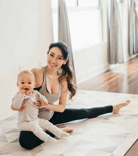 BellyBandit's tweet photo. The only thing more supportive than a mom's Facebook group is our Mother Tucker Leggings. From the yoga mat to the play mat, @amiharuna is ready to go with the ultimate postpartum belly and leg compression. Get yours here: https://t.co/v5dCjsUD9O https://t.co/uNDbIVnp7D