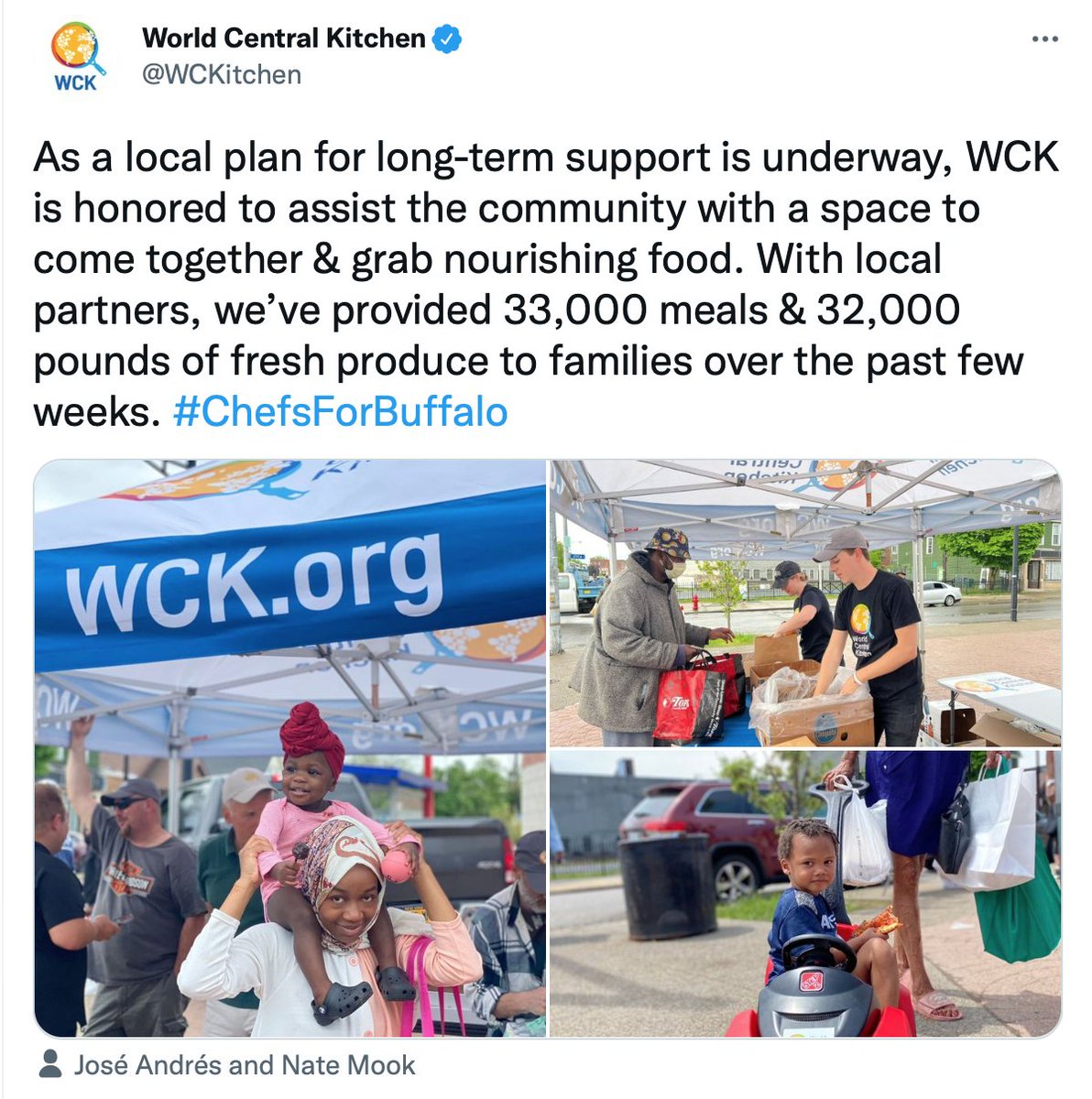 SSKindnessCount's tweet photo. After two unthinkable tragedies, #WCK launched #ChefsforBuffalo and #ChefsforUvalde https://t.co/oa2tV95Rla