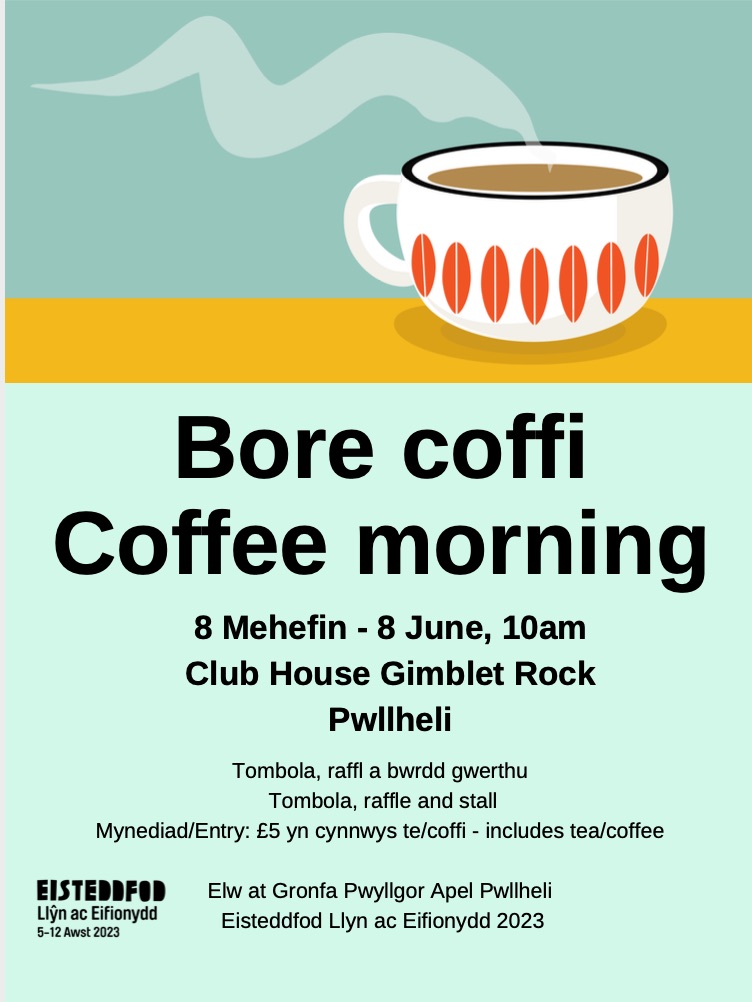 apelpwllheli23's tweet photo. Ar ôl llwyddiant ein noson yng nghwmni @dafyddiwan a @DilwynMorgan yng nghlwb @RygbiPwllheli 'dan ni'n falch o gyhoeddi ein digwyddiad codi arian nesa' - Bore Coffi ar 08/06/22 yn y 'Clubhouse' Carreg-yr-Imbill. Diolch i chi am ail-drydar a gwelwn ni  chi yno! https://t.co/namItgfJDf