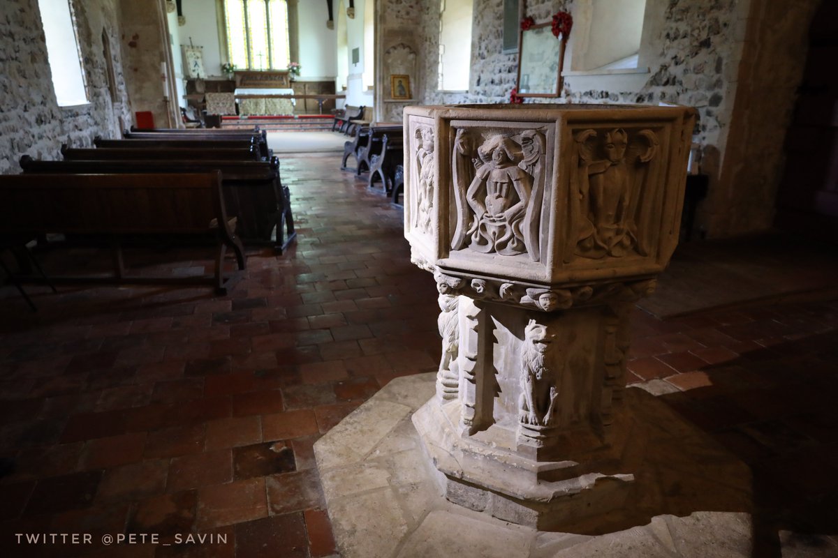pete_savin's tweet photo. The Norman church of St Botolphs build on the site of the monastery he founded in AD654 at Iken, features include a mass sundial, blocked north door and ornate font #Suffolk https://t.co/1G6ZYjKCRj