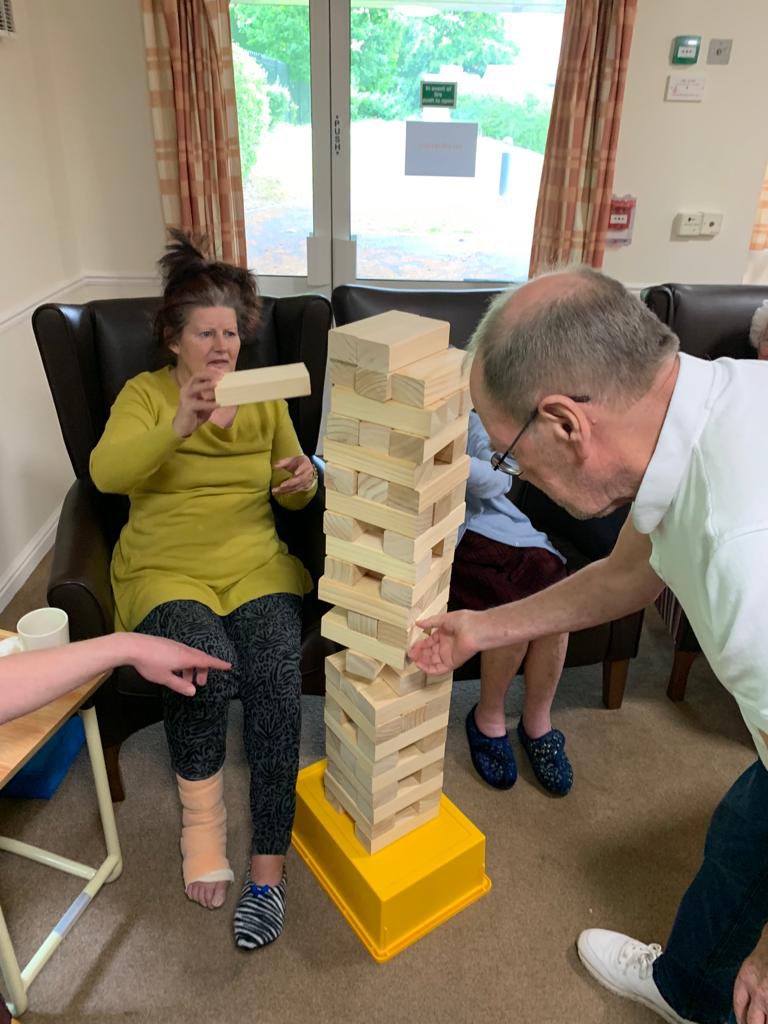 GodivaLodge's tweet photo. Thank you colleague John at #Godivalodge for sending me these photos of residents enjoying Jenga and noughts &amp; crosses 
~Emma @AnchorLaterLife https://t.co/ESr31Hgz0N