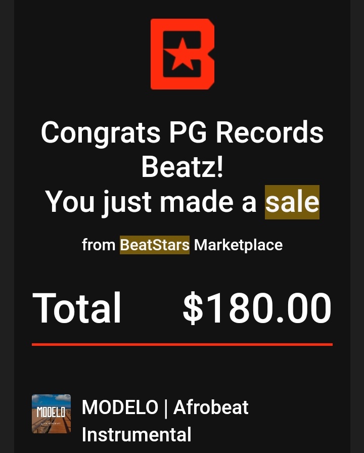 PGRecordsBeatz's tweet photo. I have been using BeatStars for more than 2 years and I am grateful for the development I have had. #BeatStarsPlays This was my last sale 3 months ago. https://t.co/MLgGFum2fq