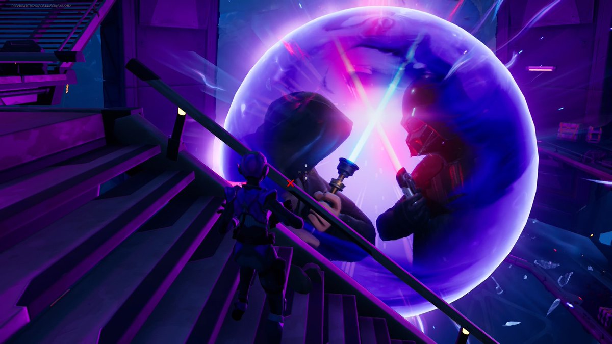 IGN's tweet photo. Darth Vader &amp; Obi-Wan Kenobi engaged in a lightsaber battle during the #FortniteCollision event. https://t.co/OvXCfwGLwa