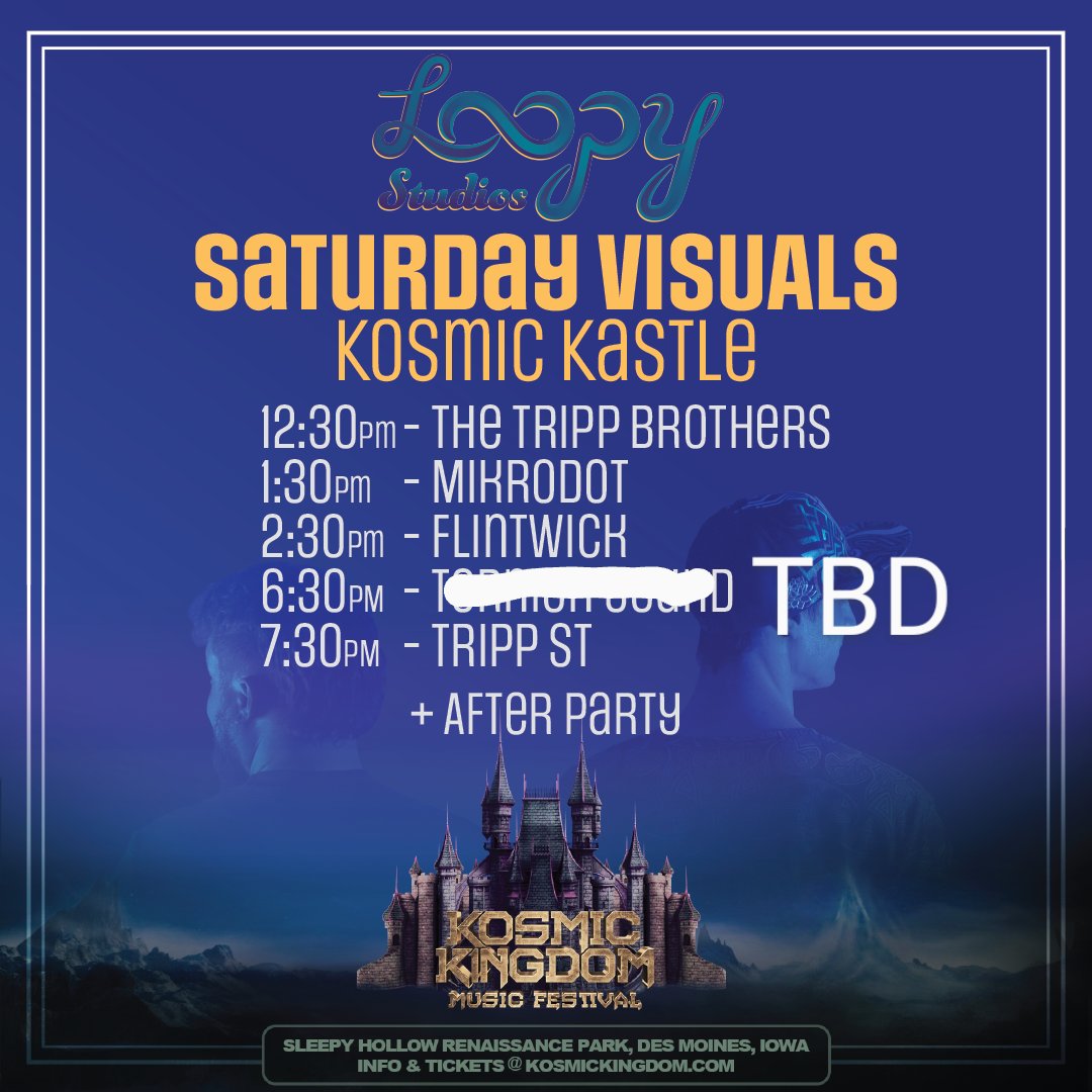 Our medieval schedule for today! Ternion Sound got bumped to yesterday to that set time is to be determined and later set times may vary slightly. See you all at the kastle 🏰
