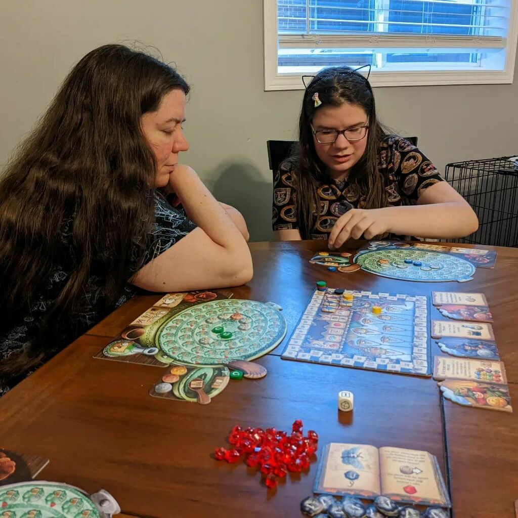 TabletopBellhop's tweet photo. One of my daughters learning The Quacks of Quedlinburg (with The Herb Witches expansion)
#Quacks #quacksofquedlinburg #FamilyGameNight #NextGenGamer https://t.co/UAD6lKY3w8 https://t.co/qBSiE2fcVI