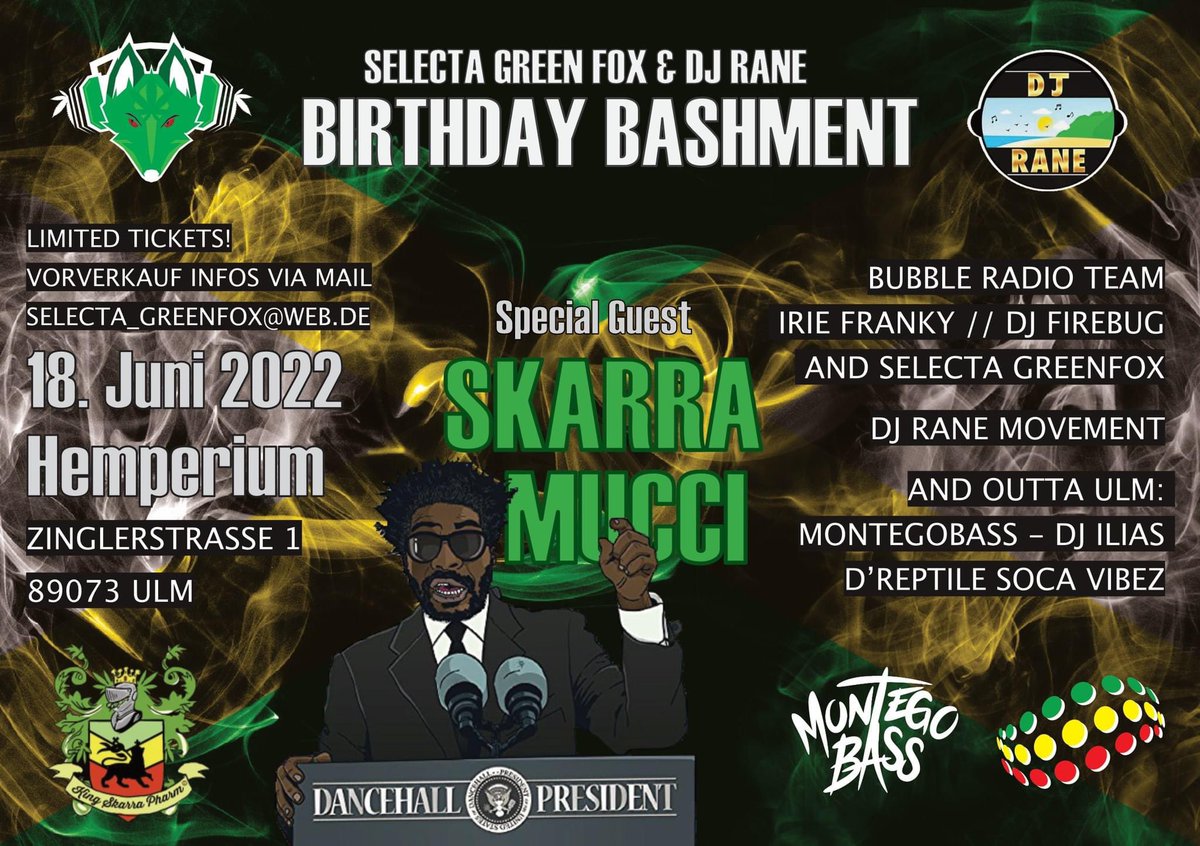 MikeDampha's tweet photo. Party nice, Party big Brothers & Sisters
Saturday 18th June 2022, #Attack live at Basse Youth Center in #TheGambia #Africa
Saturday 18th June 2022, #SkarraMucci live in #Ulm #Germany
Friday 24th June 2022, #TBMan live on Stage. Release Party in #Nürnberg Germany. (Free entry) https://t.co/lO0PhQCbui