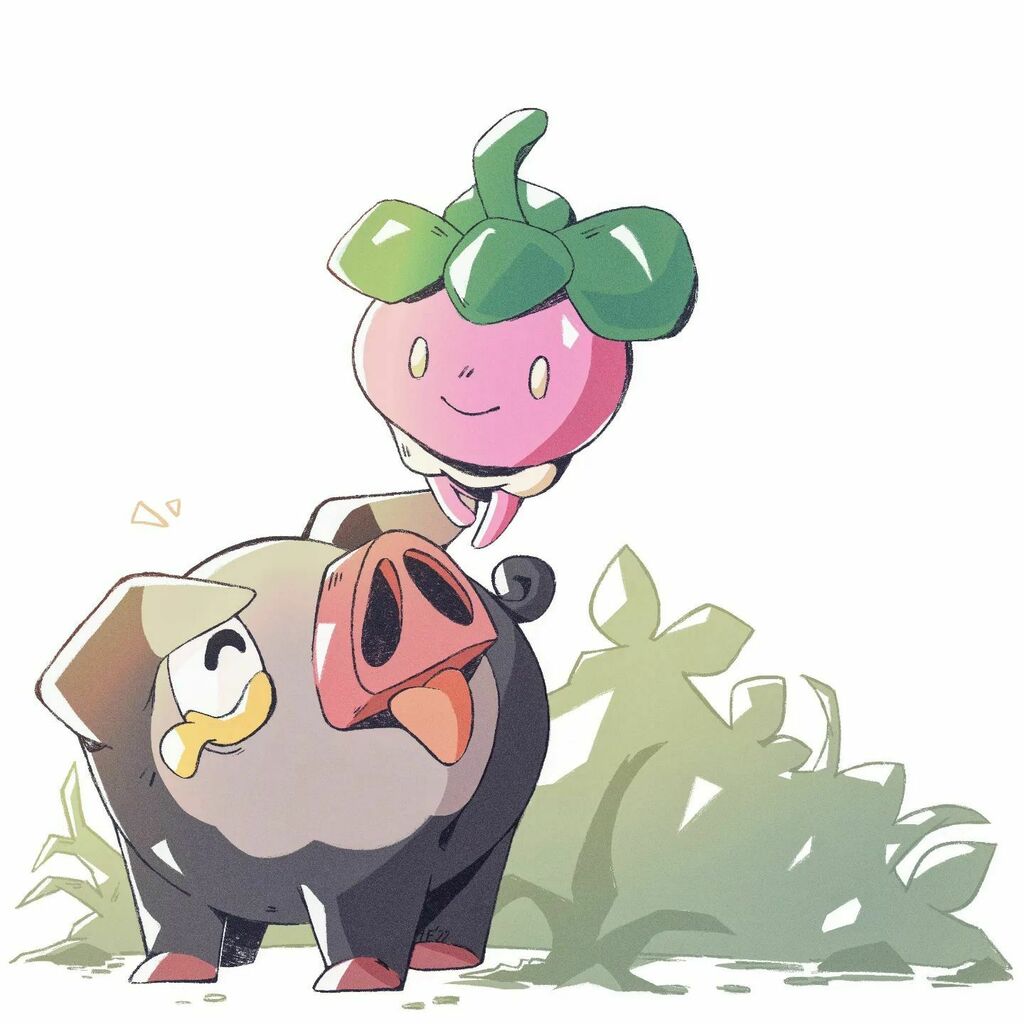 ellileylin's tweet photo. #Lechonk and #Bonsweet 

Was gonna put this in the wip pile but thot it would be nice to show something different. Hope you guys like this one... 

#pkmn #scarletandviolet #gameart #gottacatchemall #ellileylinart https://t.co/pTnVSBwxH2