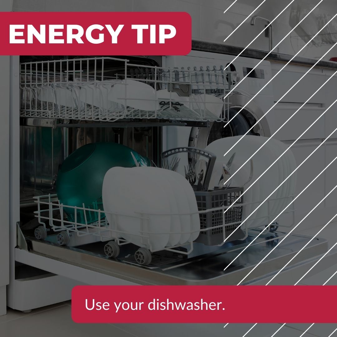 #DYK handwashing your dishes uses about 20 gallons of hot water, but #dishwashers only use about 15? Dishwashers save energy. 🍽️ #EnergyTip