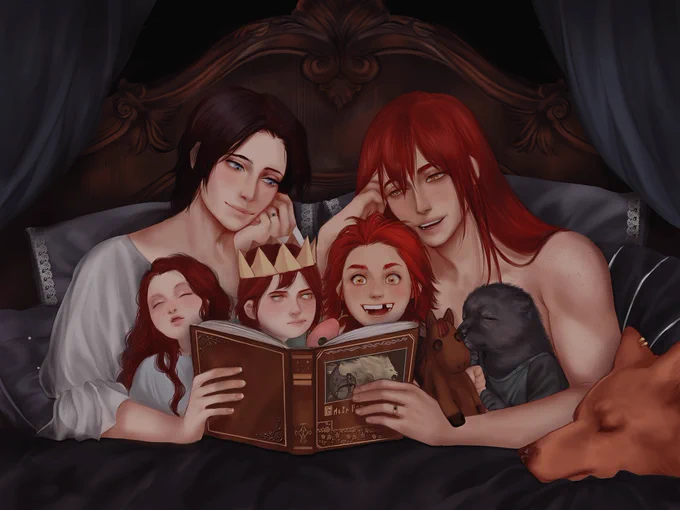 after hearing the deleted voice lines from Renalla, I felt bad leaving Blaidd out so he gets to join for storytime! 