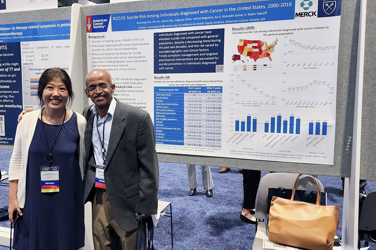 mwreich's tweet photo. Suicide risk among patients with cancer remains too high, according to research by @AmericanCancer's @HanXuesong and co-author @AhJemal. We owe it to cancer patients and their families to do to more to further curb the trend. #ACSO22 https://t.co/ZrT9yqDLKj